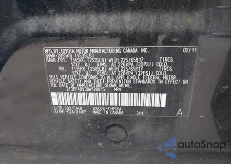 2011 Toyota Rav4 from USA, damaged, VIN 2T3BF4DV3BW120815